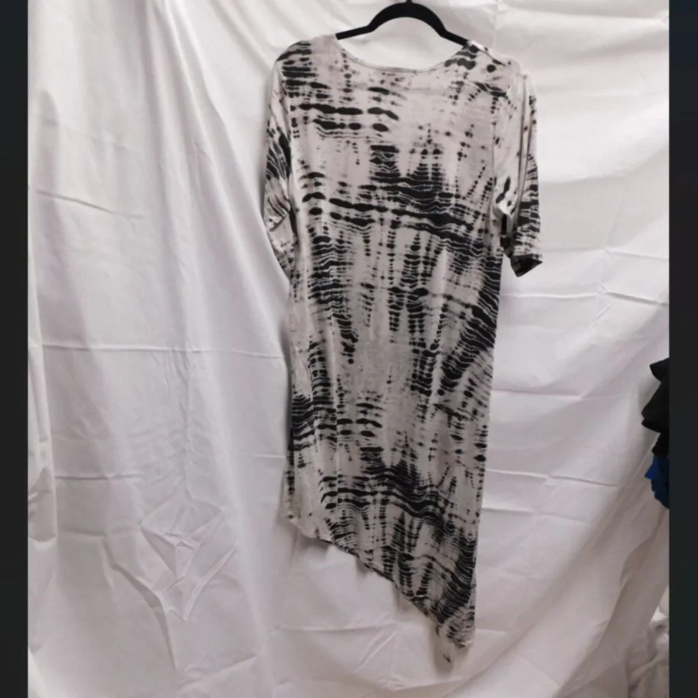 Bryn Walker S Black & White Tie Dye Assym Maxi Dress EUC - Picture 1 of 4